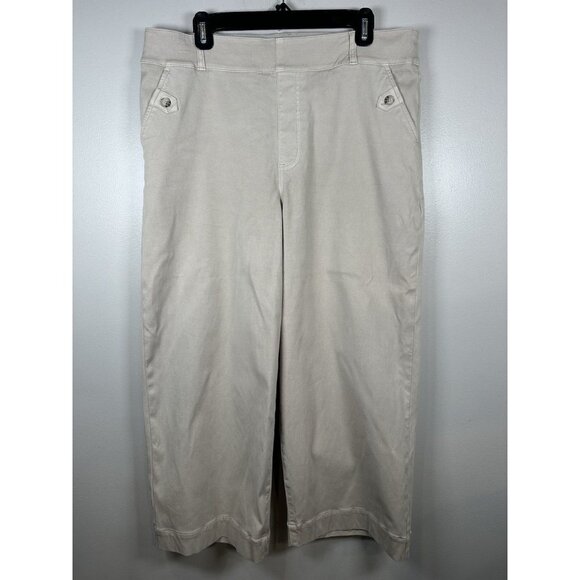 Spanx Pants - SPANX Stretch Twill Cropped Wide Leg size 2XL in Bone Beige Khaki Pants 20312R